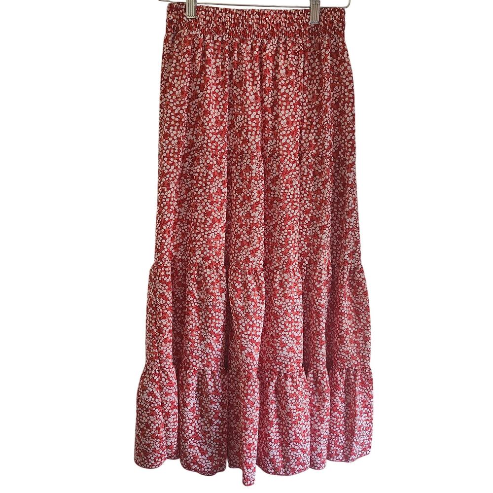 Victoria Ditsy Print Floral Tiered Maxi Skirt Size Large/X-Large